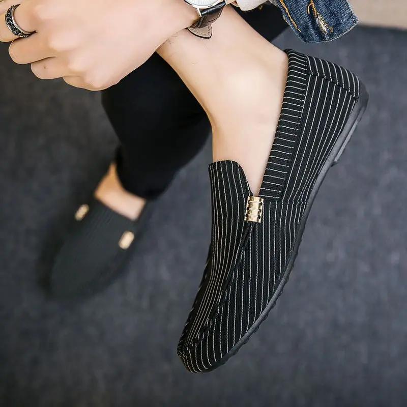 Мужская повседневная обувь Slip-on Light Stripe Common Высококачественная мужская кожаная обувь Модная элегантная обувь для взрослых Бесплатная доставка в рамках акции