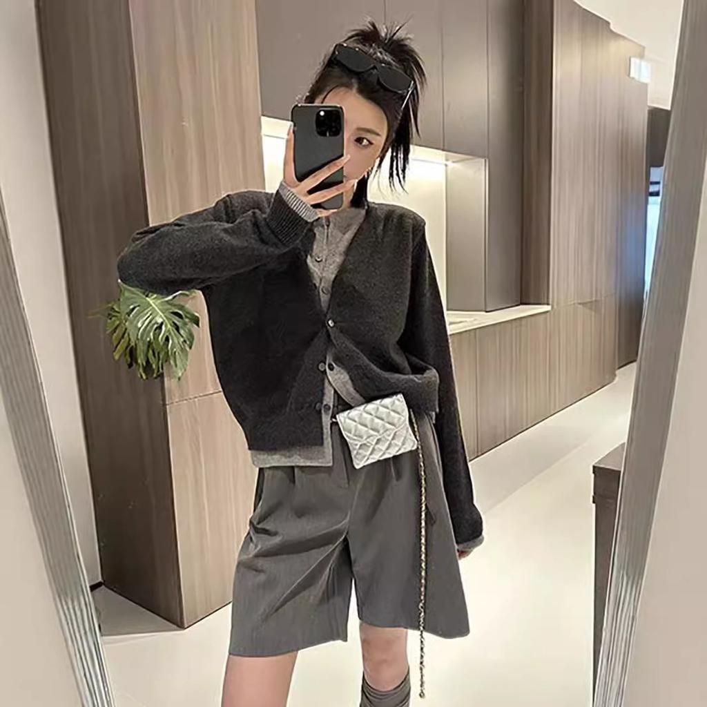 Корейский круглый вырез в стиле пэчворк с цветными блоками, искусственный двухсекционный вязаный кардиган для женщин, осень и зима, новый универсальный свитер, куртка