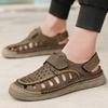 Men's Sandals Leather Male Hollow Out Walking Shoes Men Outdoor Driving Shoes Fashion Sneakers Non-Slip Casual Breathable Shoes