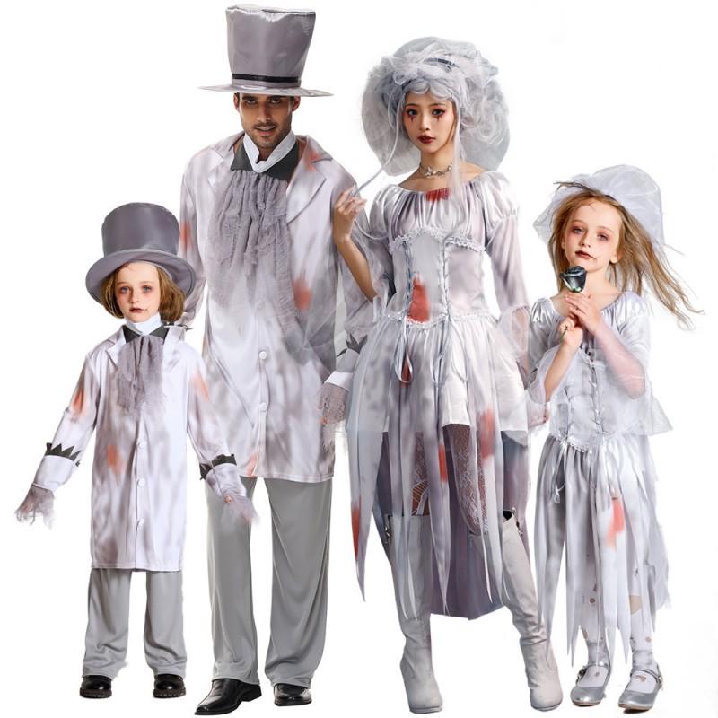 Halloween Vampire Bride Costume Kids Adult Family Matching Cosplay Outfit Party Dress