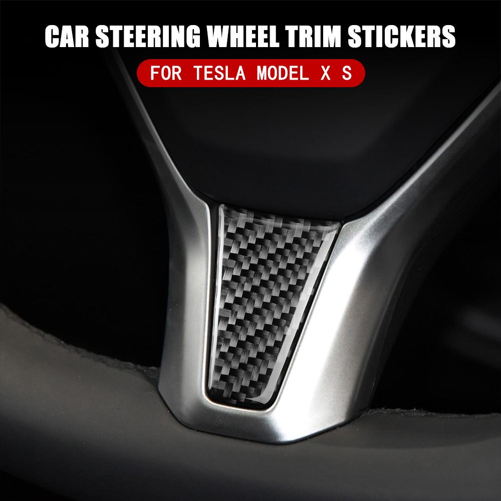 Для Tesla Model X 2016-Model S 2012-натуральное углеродное волокно, внутренняя отделка рулевого колеса автомобиля, декоративная крышка