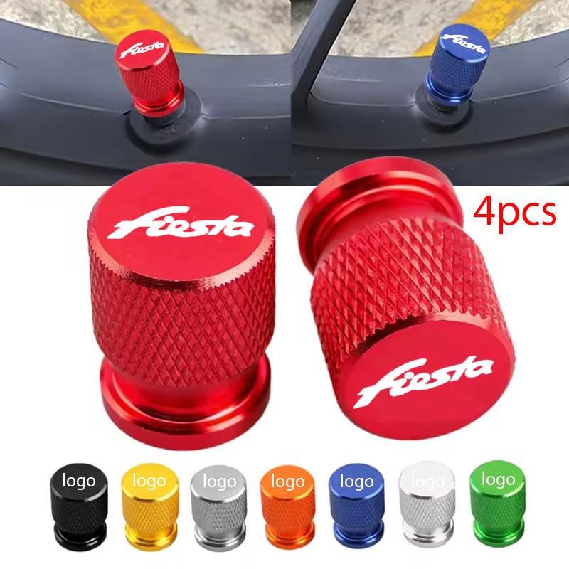 VFR7 For Ford Fiesta Auto Accessories 4pcs Auto CNC Badges Car Wheel Tire Valve Caps Tyre Stem Covers Airdust Waterproof