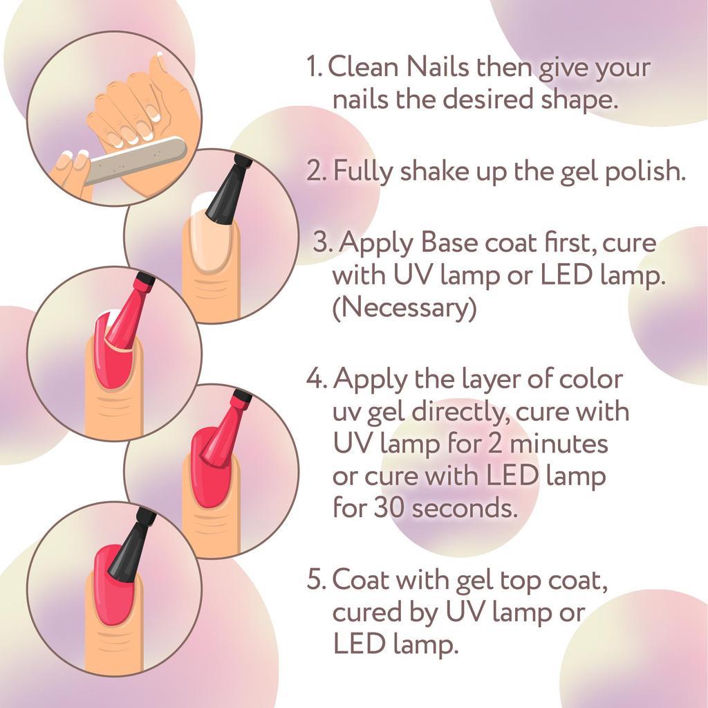 Gel Polish/Base Set Kit 30 Colors Reglance 7.5ml Soak Off UV LED Glass Bottle