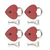 4sets Zinc Alloy Love Lock 38x30mm Mini Padlock Keyed Padlocks Heart Padlock  For Wallets Handbags