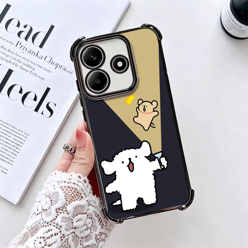 Кавайная Линия Щенка Милый Мягкий Чехол Для Телефона Для Xiaomi Redmi Note 14 15 Pro Plus 13 12 11S 11T 5G 10 9S 9 Покрытие Защита От Падения Fundas
