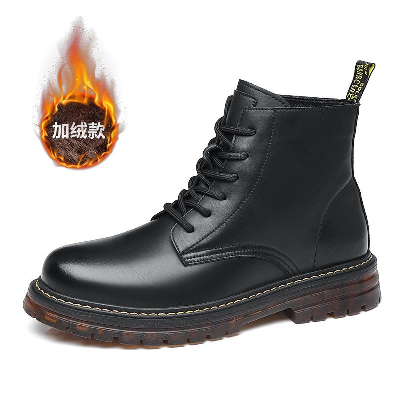 Модные ботинки Мартина на толстой подошве, мужские осенние высокие рабочие короткие ботинки, флисовые теплые ботинки на мягкой подошве, тренд