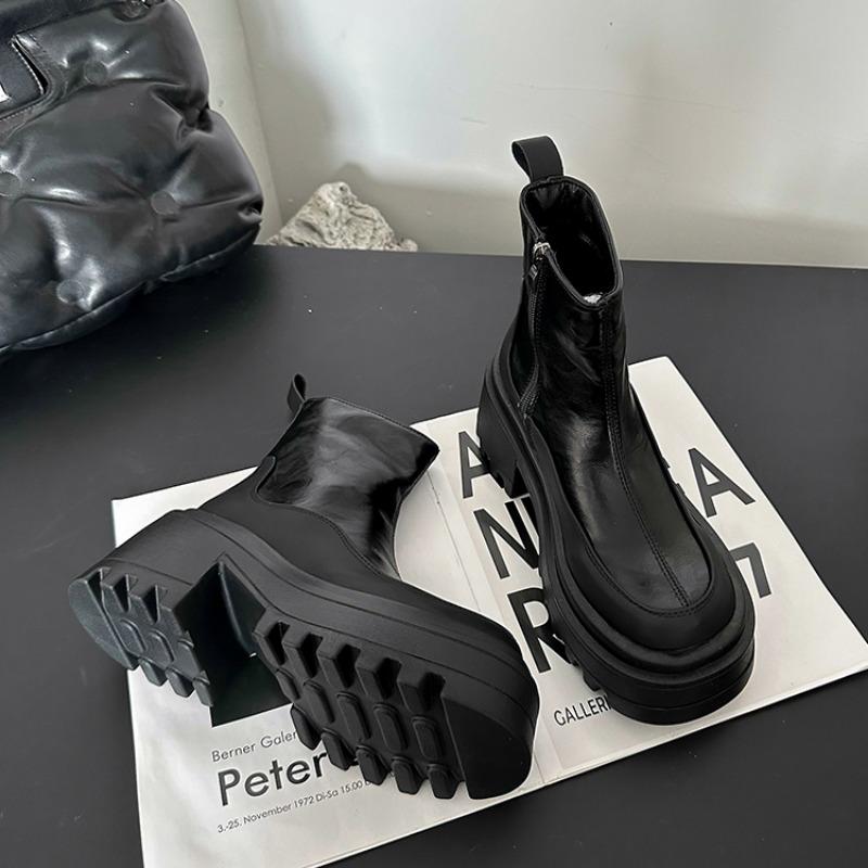 Женские ботильоны на платформе с высоким каблуком, дизайнерские массивные кожаные туфли, зимняя мода 2025 года, повседневная обувь в готическом стиле, модные туфли-лодочки Botas Mujer