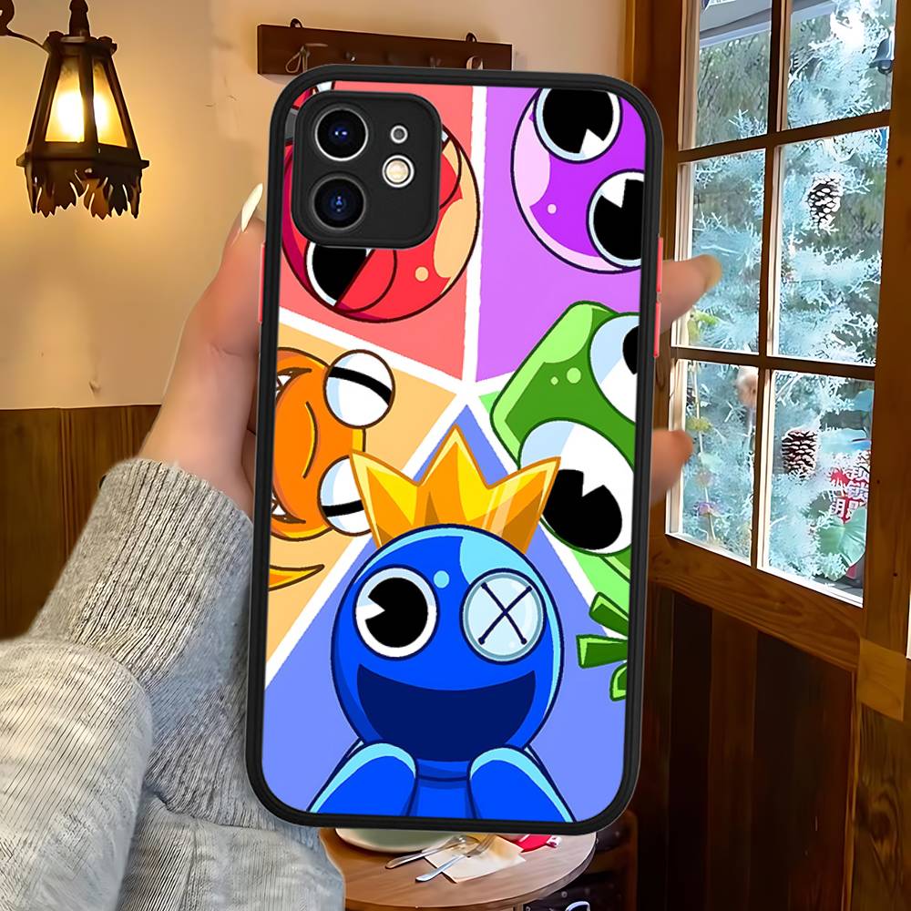 Cartoon R-Rainbow Friends For IPhone 16 15 13 12 14 11 Pro Max X XS MAX Color Case Matte Silicone Phone Cover