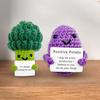 Crocheted Broccoli Doll with Greeting Card Emotional Support Positive Life Knitting Purple-color Potato Vegetable Doll Stress Relief Comfort