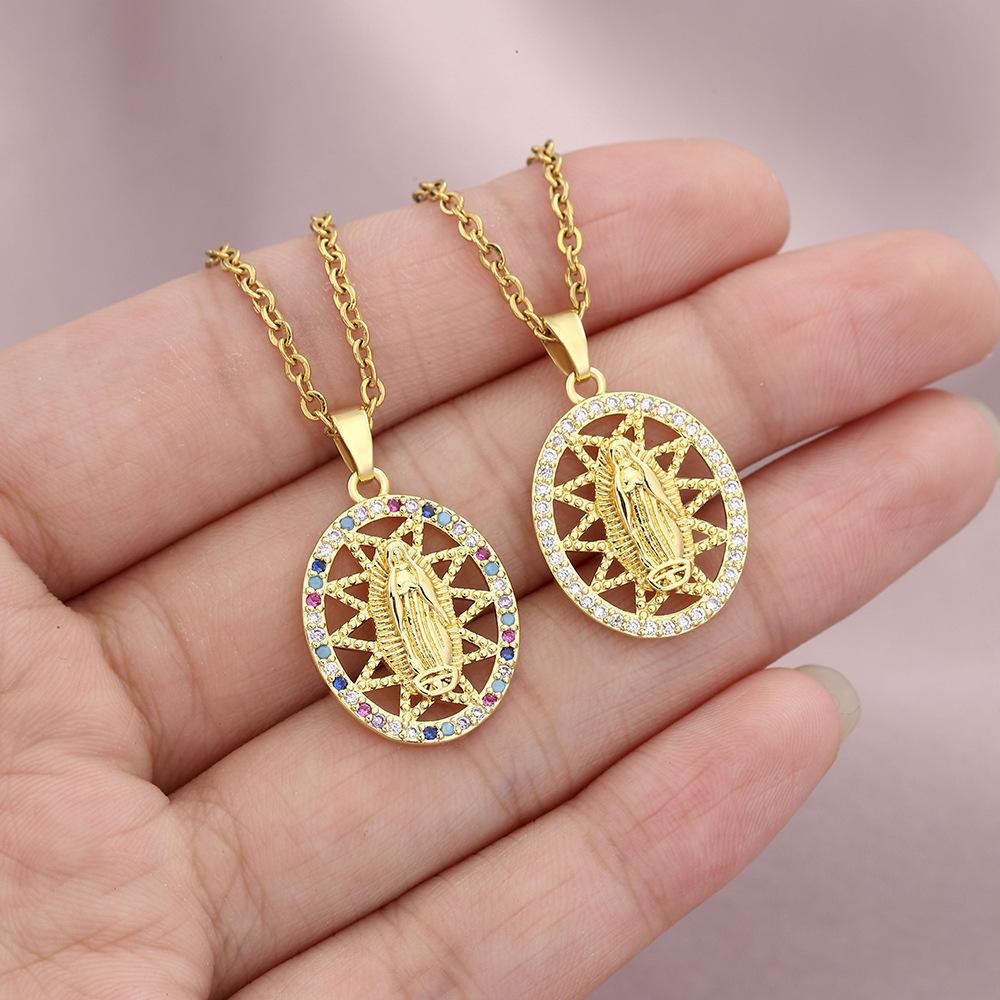 BLINGBAY женское ожерелье с подвеской, модные ювелирные изделия, ожерелье Девы Марии, женская цепочка из медного циркона из нержавеющей стали, модная цепочка на ключицу