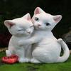 White Resin Cat Figurine for Garden and Shelf  Entryway Shelf Decorative Piece