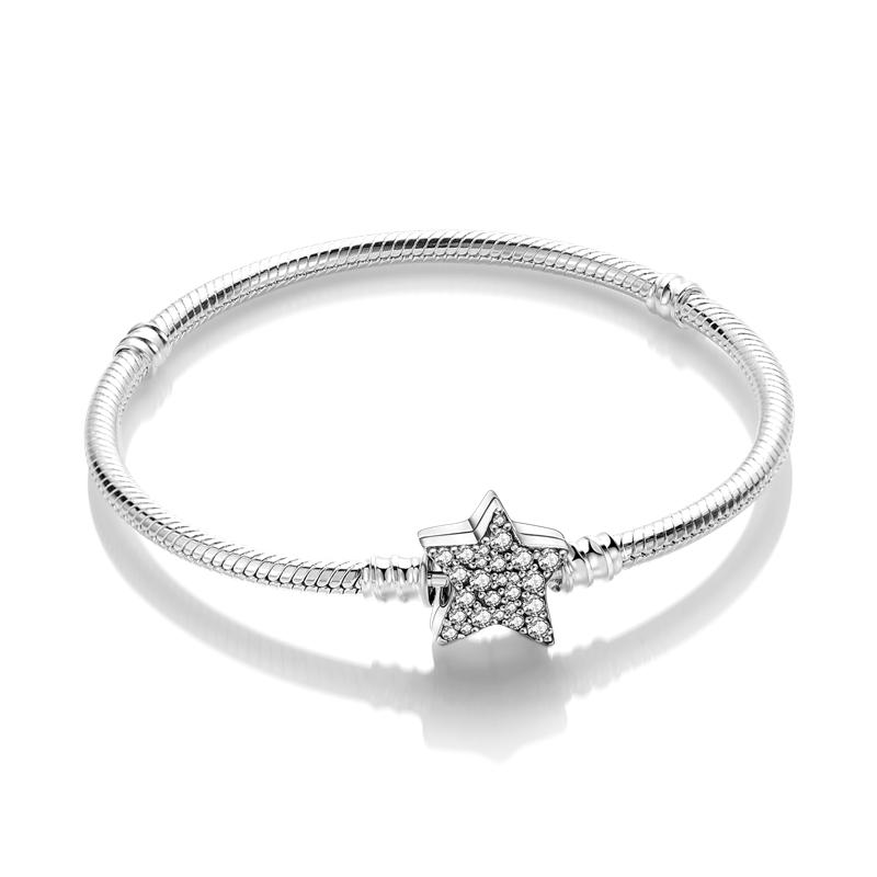 Women Fashion Trend 925 Silver Snake Chain Charm Bracelets Fit Original Bead Pendant DIY Fashion Jewelry Making Accessories Gift