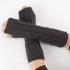 Solid Color Woolen Fingerless Gloves Warm Knitted Arm Sleeve Cover Unisex Autumn Winter Twist Thread Wrist Cuff Design