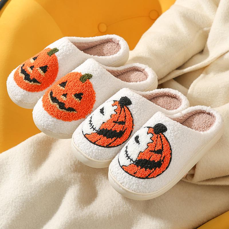 Женские домашние тапочки из бархата и толстого хлопка — мягкая подошва, вышитый дизайн, унисекс, домашняя обувь осень/зима