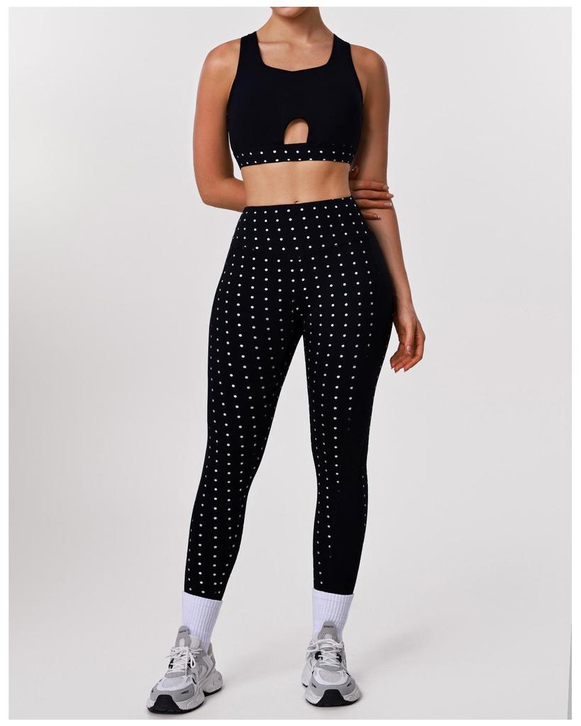 Спортивный бюстгальтер для йоги в горошек с перекрещенной спинкой, с сеткой, с мягкими чашечками, ударопрочный, для фитнеса