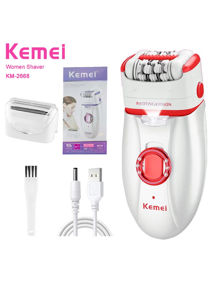 Kemei KM-2668 2-in-1 Women's Shaver Body Shaver for Full Body Shaving Women Hair Remover Electric Body Depilation Machine