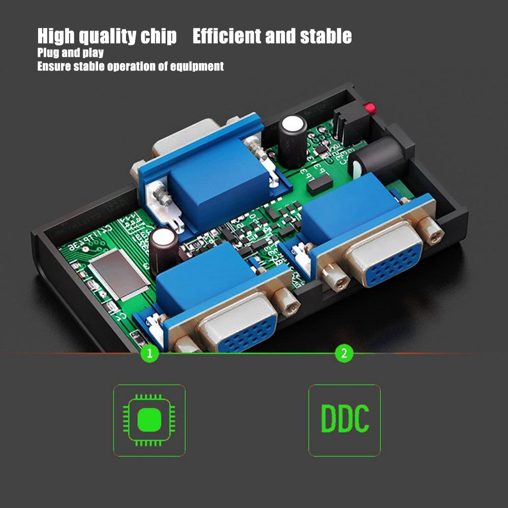 1 in 2 Out VGA Splitter 250MHz Video Distribution Duplicator VGA Splitter Amplifier Laptop