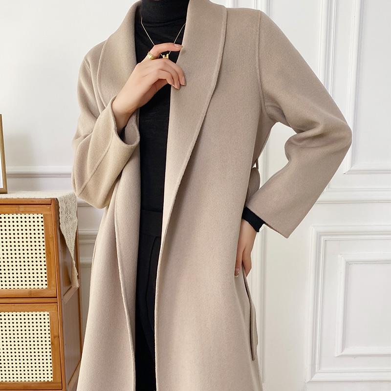 Женское пальто из 100% шерсти TIDENOVEL Осеннее шерстяное длинное пальто Ручной работы Пальто-бушлат Зимняя теплая шерстяная длинная куртка Пальто