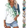 Women's Summer Fashion Casual  Print V-Neck Three Quarter Sleeve  Shirt Top