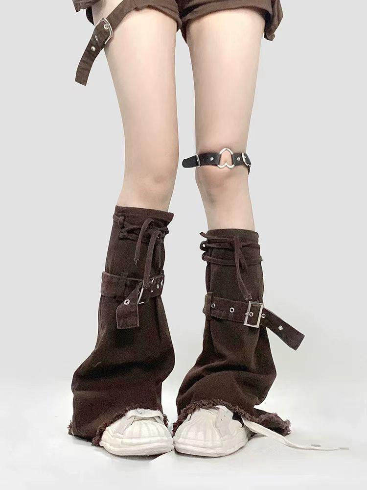 Скелетные сетчатые гетры до бедра: Носки с клёшем и сборками в стиле тёмной субкультуры