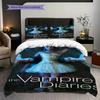 Mystery Vampire Diaries Three-piece set (1 * duvet cover + 2 * pillowcase, without core) 2D Flat Bedding set Duvet cover and pillowcase