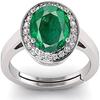 Natural 10.25 Ratti Lab Certified Emerald Panna 925 Sterling Silver Oval Shape Solitaire Adjustable Ring