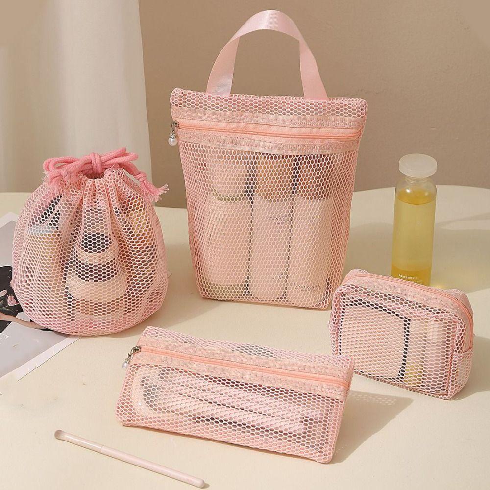 Portable Mesh Makeup Bag Gauze Toiletry Bag Portable Travel Storage Bag  Business