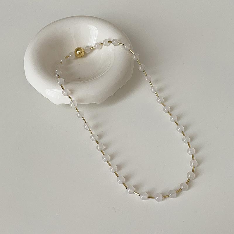 Ретро Новое китайское ожерелье из натурального камня с бусинами Женское свежее индивидуальное модное направление Универсальная цепочка на шею Цепочка на ключицу