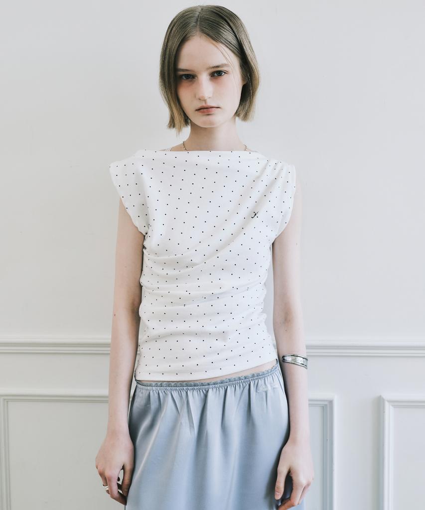 Топ без рукавов Nigaennikol с точечной сборкой и драпировкой_Слоновая кость
