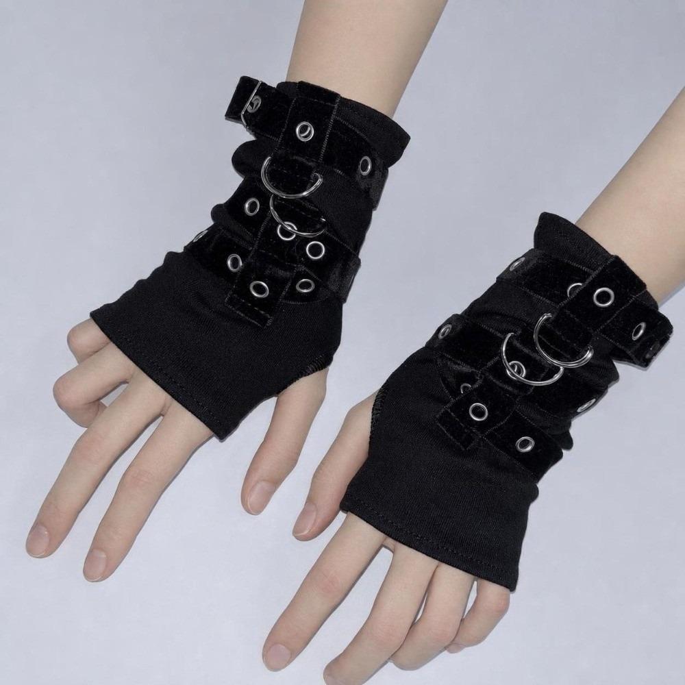 Buckle Fingerless Gloves Y2K Punk Style Sleeves New Street Dance Sleeves Hip Hop
