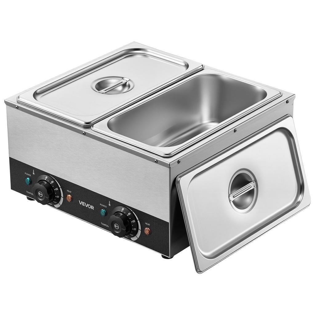 VEVOR 2-Temp Knob Chocolate Melting Machine, 2 Tanks 8.2 kg Choc Melter, 1600W Power, Independent Temp Control, Water Bath Heat System