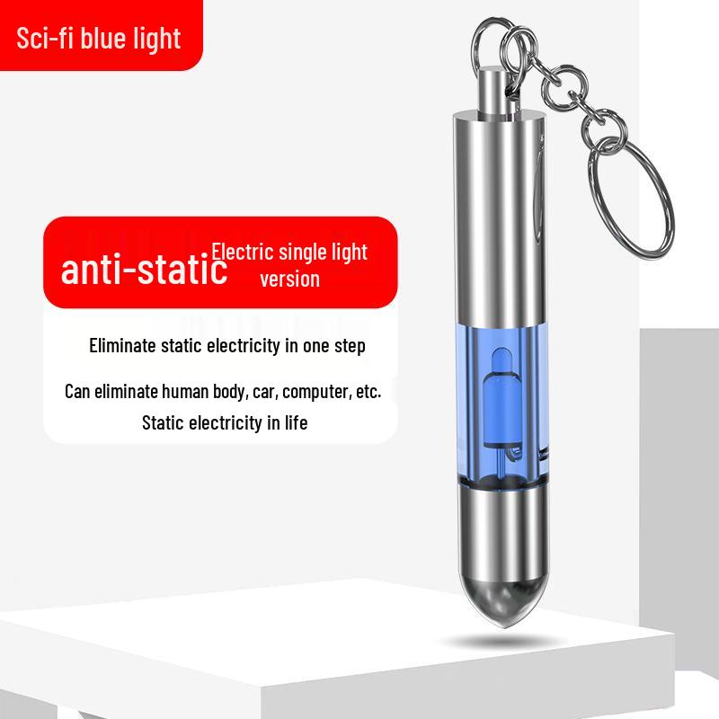 Bullet-shaped Zinc Alloy Anti-static Keychain 