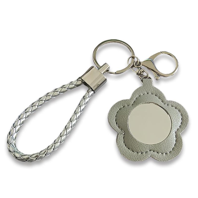 1 шт. Мини-зеркало Модное кожаное для макияжа, для подкрашивания, брелок-подвеска, цветочная форма, милое зеркальце для макияжа, шармы для сумки, многоцветное