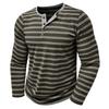 Men's Casual Long-Sleeved Shirts Striped Shirts With Three-Button Tops
