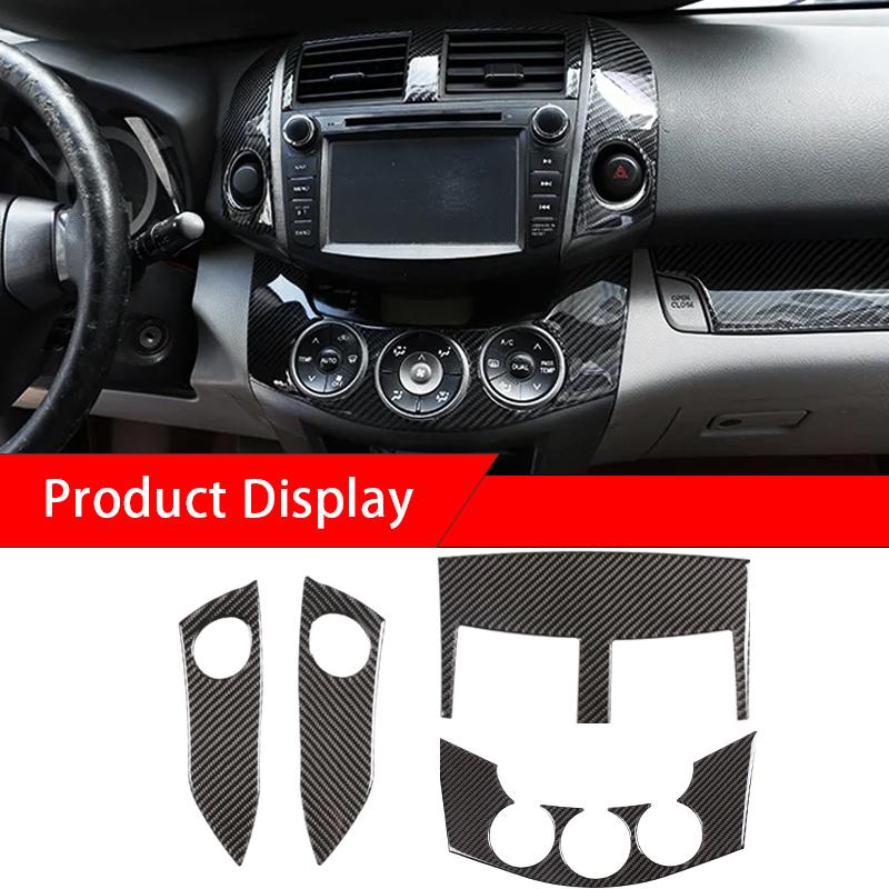 For Toyota Rav4 RAV 4 2006-2012 Soft Carbon Fiber Car Center Control Warning Light Switch Air Condition Vent Cover Trim Sticker
