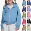 Children's Fashion Solid Color Long Sleeved Hooded Sweatshirt, Girls' Hoodie Jacket