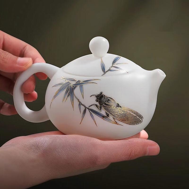 Chaxun Mutton-Fat Jade Porcelain Teapot