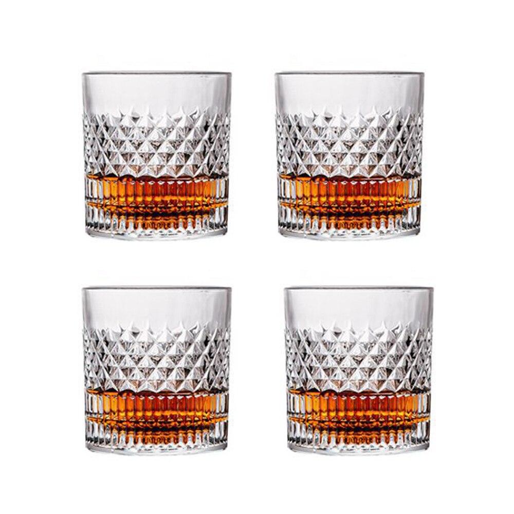 4 Styles 4pcs Clear Crystal Whisky Glasses Set Rocks Wine Glasses Glassware for Cocktail Scotch Bourbon Gin Brandy Rum Drinks