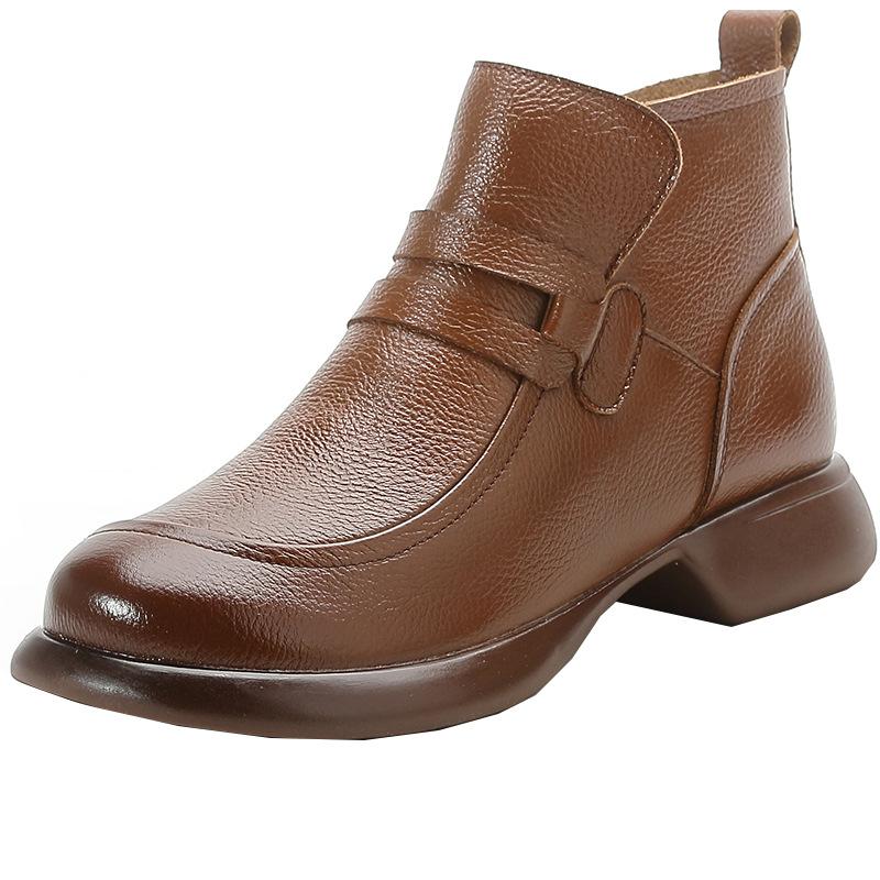 Fashion GKTINOO 2025 Autumn Women's Shoes Genuine Leather Boots Women Fashion Winter Boots Women Non-slip Warm Low Heel Shoes Women