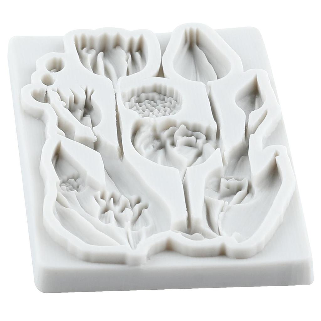 Силиконовая форма для цветка тюльпана Формы для мастики тюльпана Инструменты для украшения торта Топпер для кекса Конфета Сахарное ремесло Гам-паста Полимерная глина