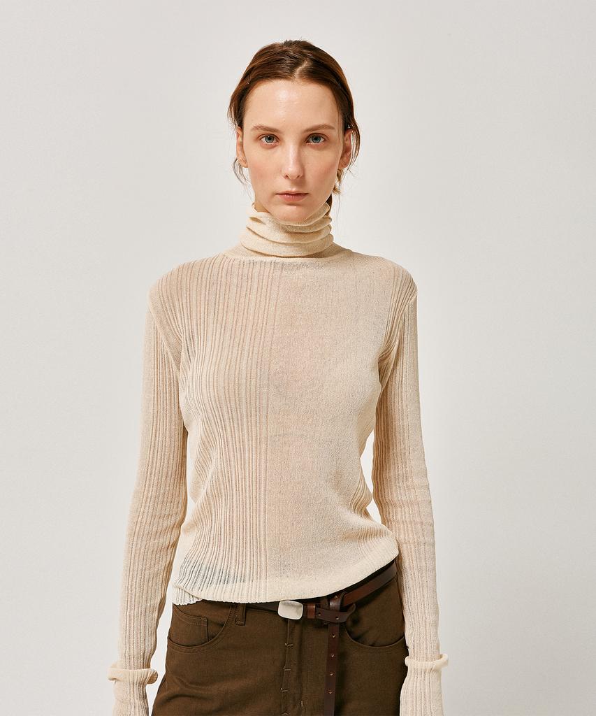 LABELARCHIVE W Eli Rib Turtleneck Ivory