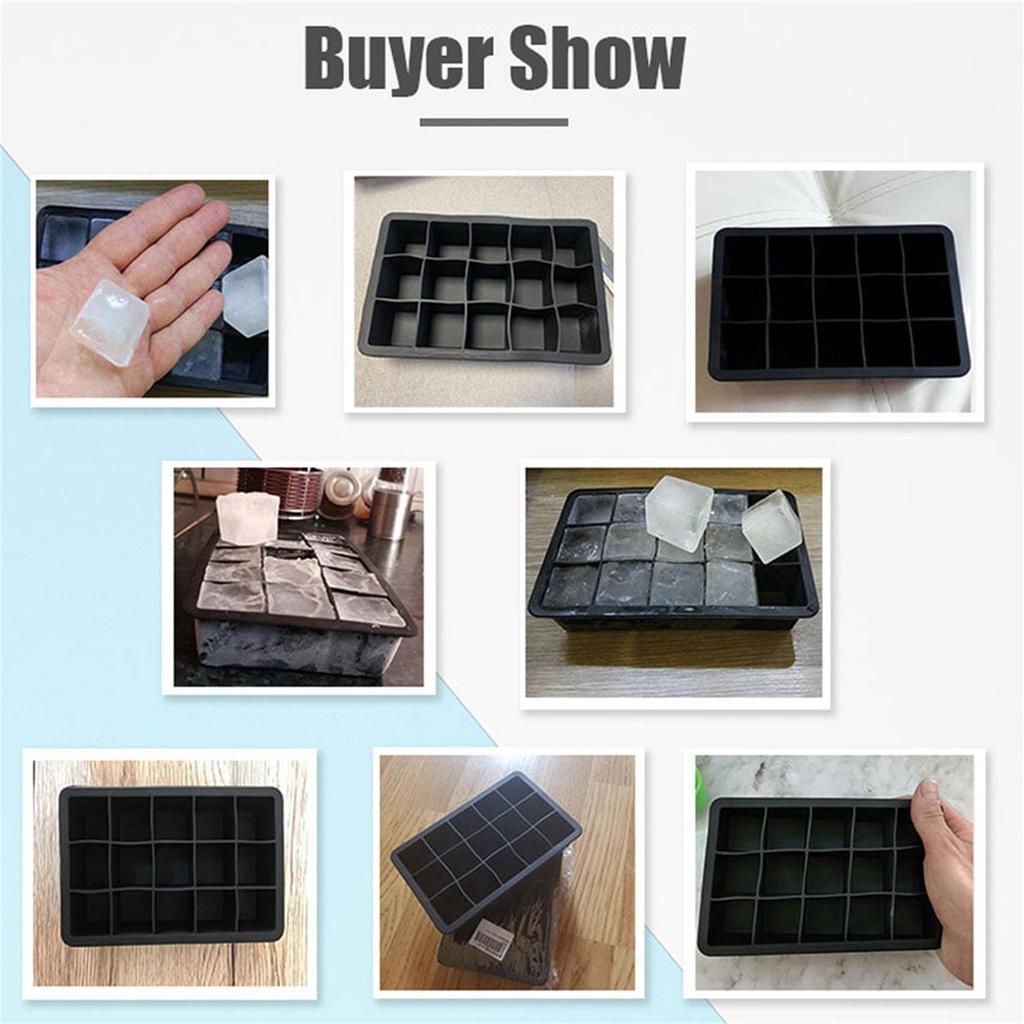 Silicone Ice Tray 15 Even Household Square Ice =Mold Easy Release Creative DIY Silicone Ice Box