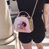 Women Fashion Casual Chain Box Bag Shoulder Bag Pearl Flower PU Leather