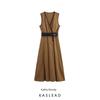 Kaslead New Women Clothes Western Style Fashion Simple Belt Midi Dress 8651379