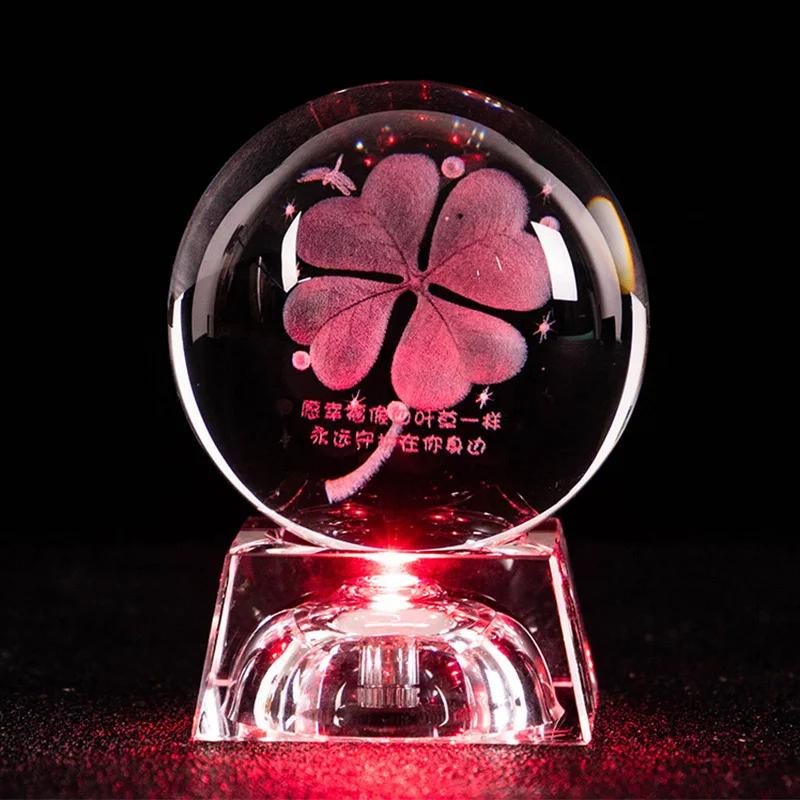 6CM Colored Light Crystal Ball 3D Miniature Planets Model Sphere Glass Globe Ornament Home Decor Gift