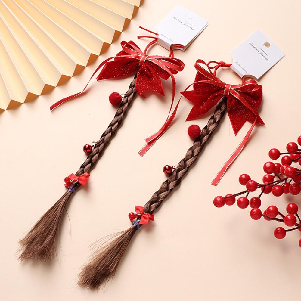 Tassel Hanfu Red Hairpin Bow New Year Headwear Hair Accessories Children Braided Ponytail