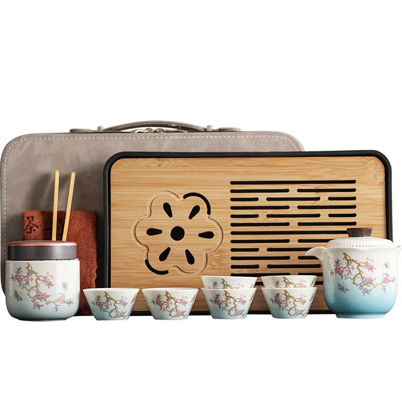 High-end gifts wisteria flower set camping travel ceramics new Chinese home tea cup enterprise