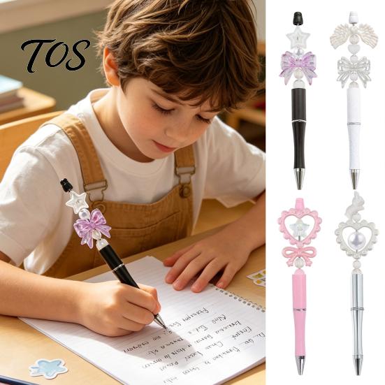 Decorative Beaded Writing Pens Ballpoint Pen Set, with Clear Acrylic And Cute Beads, Stylish Components Smooth Pens, DIY Craft Kit, for Girls Birthday