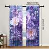 2 шт., Штора Большая Фиолетовая Цветочная Блэкаут Полиэстер Праздничный Декор Стены Использовать для Праздничных Вечеринок