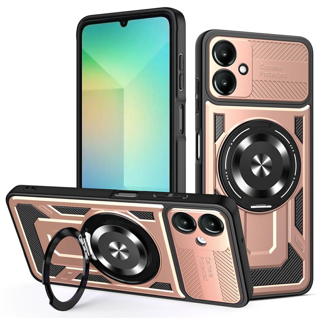 For Samsung Galaxy A06 4G Case Compatible with MagSafe Rotating Kickstand TPU+PC Phone Cover